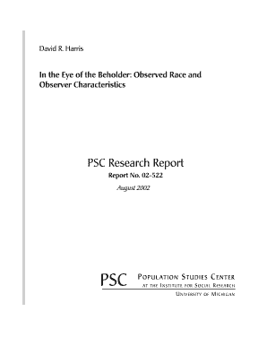 In the Eye of the Beholder: Observed Race - Population Studies - psc isr umich