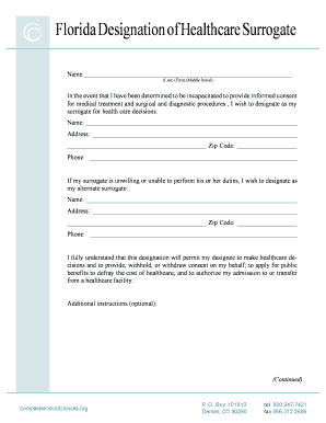 Florida Healthcare Surrogate and Living Will