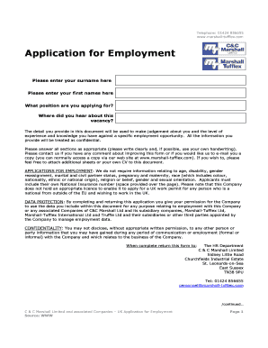 UK Application for Employment