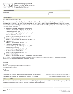 Nebraska Medicaid Provider Agreement