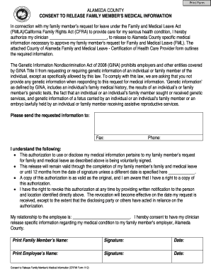 Alameda County Family Medical Leave Consent Form