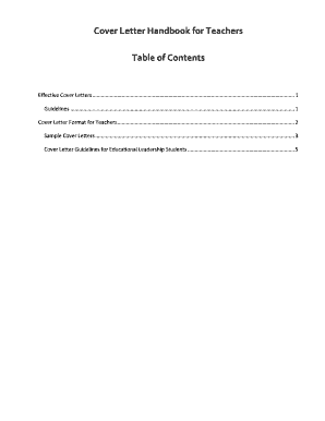 teacher cover letter handbook form