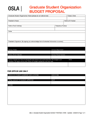 OSLA - Graduate Student Organization Budget Proposal Form - hofstra