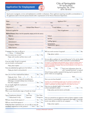 Springdale Employment Application