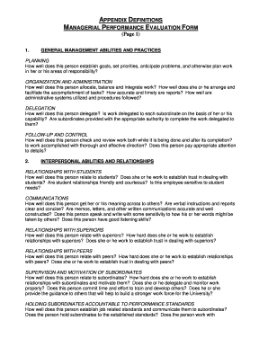 Managerial Performance Evaluation Form