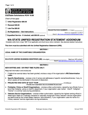 Washington Charitable Organization URS Addendum