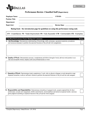 UTD Annual Performance Appraisal Form