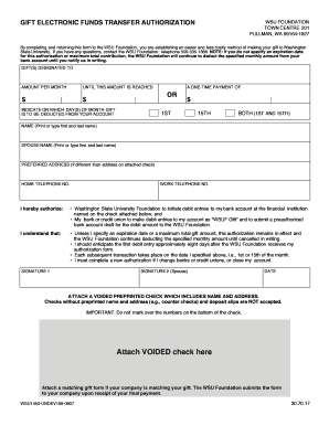 WSU Foundation Gift Authorization Form
