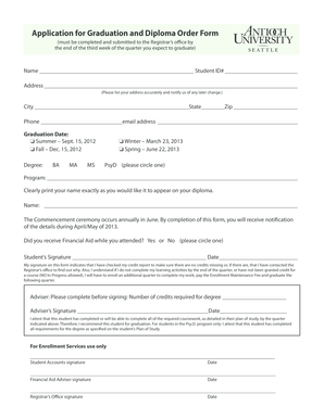 Graduation and Diploma Order Form