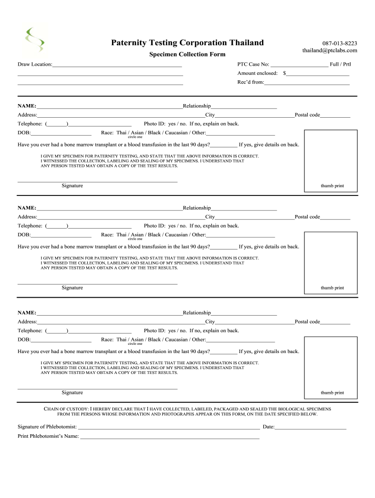 Paternity Testing Form Ptc Fill Fill Online, Printable, Fillable
