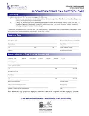 New York State Deferred Compensation Plan Rollover Form