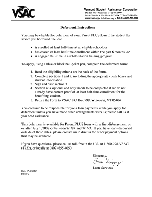 Parent PLUS Borrower Deferment Request