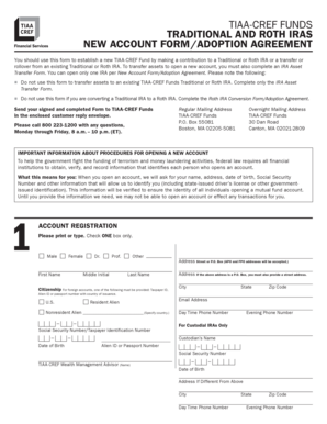 TIAA-CREF Traditional and Roth IRAs New Account Form