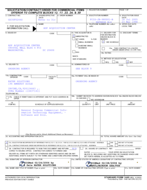 US Federal Commercial Item Solicitation Contract