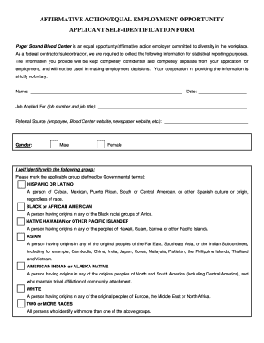 Affirmative Action/Equal Employment Opportunity Applicant Self-Identification Form