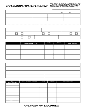 US Pre-Employment Questionnaire