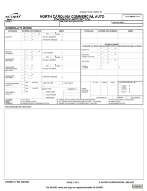 North Carolina Commercial Auto Insurance Form