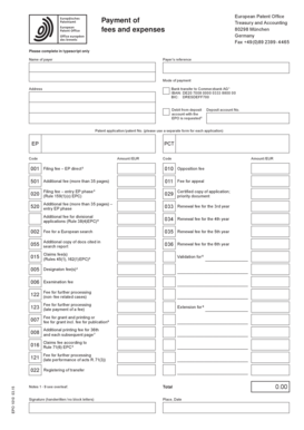 European Patent Office Payment Form
