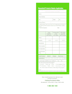 Household Products Rebate Application