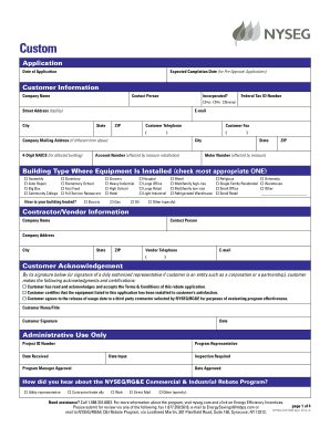 NYSEG/RG&E Custom Energy Efficiency Rebate Application