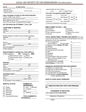 Legal Aid Application Form