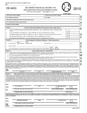Delaware Individual Income Tax Declaration