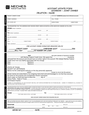 Neches Credit Union Account Update Form