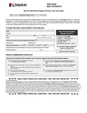 Kingston Mail-In Rebate Form
