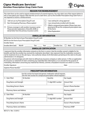 Cigna Medicare Prescription Drug Claim Form