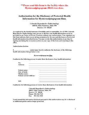 Hysterosalpingogram Authorization Form