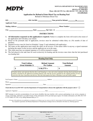 Montana Diesel Tax Refund Application