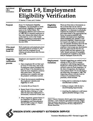 Sample of employment verification letter for immigration - Form 1-9, Employment Eligibility Verification - ScholarsArchive at ... - ir library oregonstate