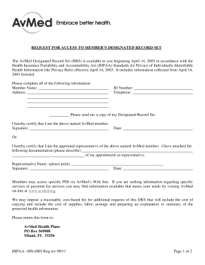 HIPAA Request for Access to Designated Record Set