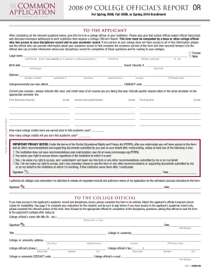 College Official's Report Form