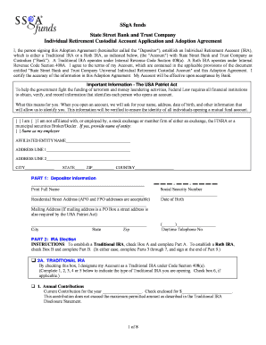 State Street Bank and Trust Company Individual Retirement Custodial Account Application and Adoption Agreement