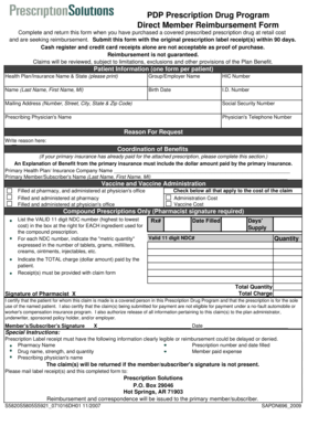 PDP Prescription Drug Reimbursement Form