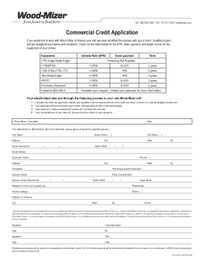 Wood-Mizer Commercial Credit Application