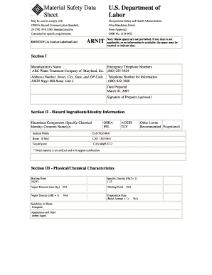OSHA Material Safety Data Sheet