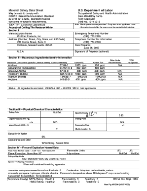 Material Safety Data Sheet