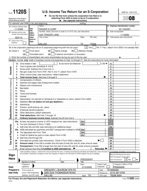 Form 1120S US Income Tax Return for S Corporation