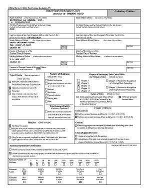 US Bankruptcy Court Voluntary Petition
