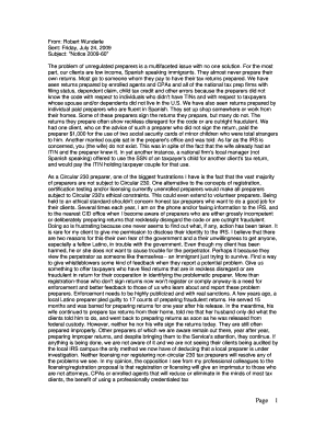 Notice 2009-60 on Tax Preparer Standards