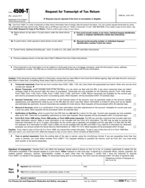 IRS Form 4506-T Request for Transcript of Tax Return