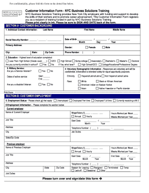 Customer Information Form - NYC Business Solutions Training