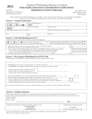 Maryland W-4 Form for West Virginia Residents