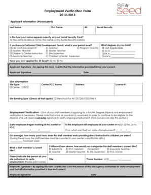 Employment Verification Form