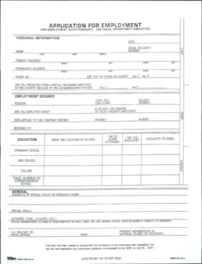 Employment Application Form