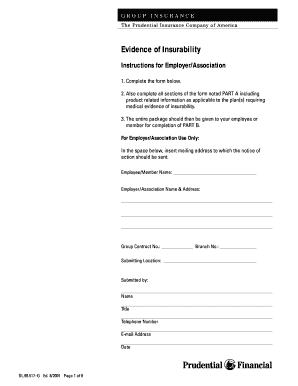 Evidence of Insurability Form