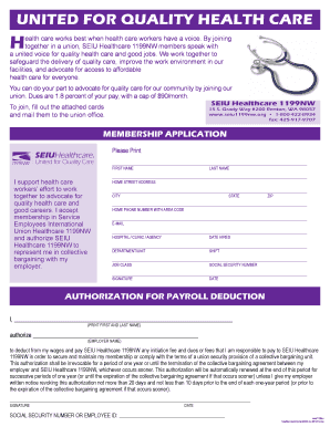 SEIU Healthcare 1199NW Membership Application
