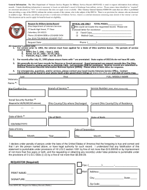 Ohio Military Service Record Request Form
